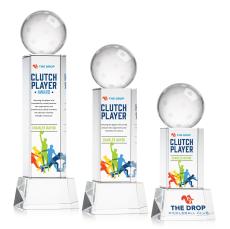 Pickleball Full Color on Belcroft Base Clear Globe Crystal Trophy - Pickleball Trophies