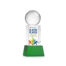 Pickleball Full Color on Belcroft Base Green Globe Crystal Trophy