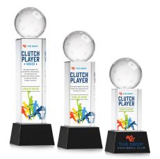 Pickleball Full Color on Belcroft Base Black Globe Crystal Trophy - Pickleball Trophies