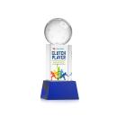Pickleball Full Color on Belcroft Base Blue Globe Crystal Trophy