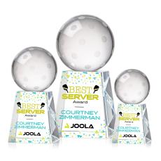 Pickleball Full Color Globe on Medium Crystal Trophy - Pickleball Trophies