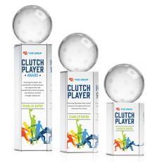 Pickleball Full Color Globe on Yoder Base Crystal Trophy - Pickleball Trophies