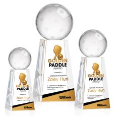 Pickleball Full Color Globe on Tall Base Crystal Trophy - Pickleball Trophies