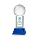 Pickleball Full Color on Tower Base Blue Globe Crystal Trophy