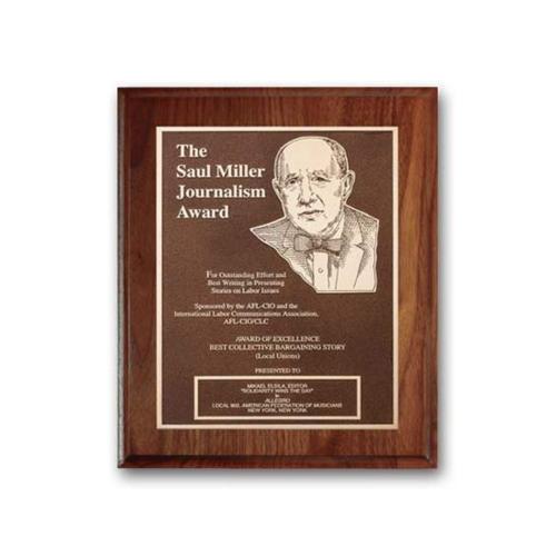 Awards and Plaques - Wall Plaque Awards - Dillon Etch Plaque - Walnut Chamfer Edge