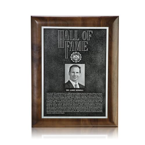 Awards and Plaques - Wall Plaque Awards - Dillon Etch Plaque - Walnut Rolled Edge