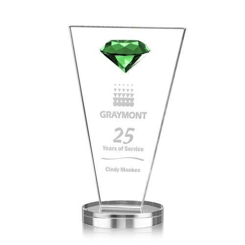 Awards and Plaques - Crystal Trophies - Guthrie Diamond Emerald Crystal Trophy