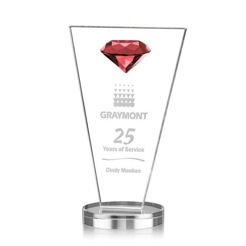 Awards and Plaques - Crystal Trophies - Guthrie Diamond Ruby Crystal Trophy