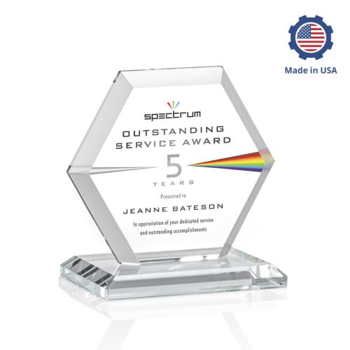 Awards and Plaques - Crystal Trophies - Santos Full Color Polygon Crystal Trophy