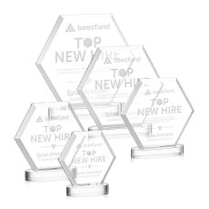 Santos on Alberton Base Clear Polygon Crystal Trophy - Crystal Trophies