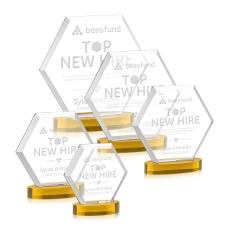 Santos on Alberton Base Amber Polygon Crystal Trophy - Crystal Trophies