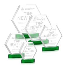 Santos on Alberton Base Green Polygon Crystal Trophy - Crystal Trophies