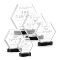 Santos on Alberton Base Black Polygon Crystal Trophy - Crystal Trophies