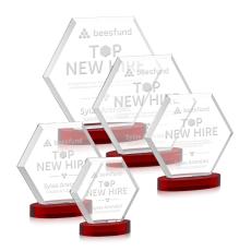 Santos on Alberton Base Red Polygon Crystal Trophy - Crystal Trophies
