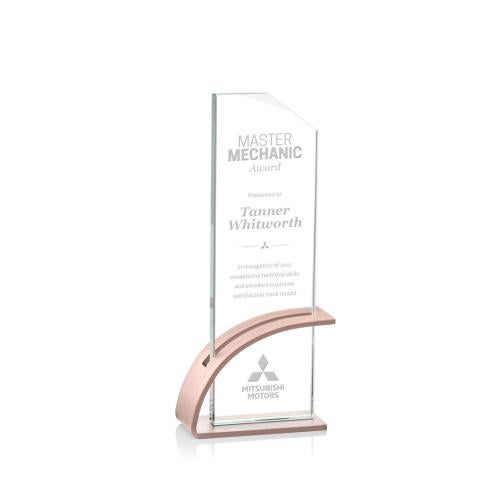 Awards and Plaques - Crystal Trophies - Alvarado Rose Gold Rectangle Crystal Trophy
