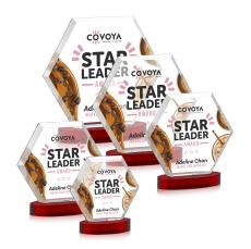Santos Full Color on Alberton Base Red Polygon Crystal Trophy - Custom Trophies