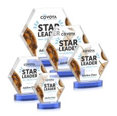 Santos Full Color on Alberton Base Sky Blue Polygon Crystal Trophy - Custom Trophies