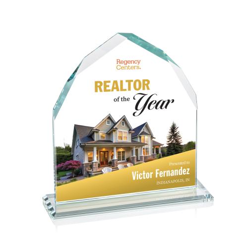 Awards and Plaques - Crystal Trophies - Emery Full Color Clear Peaks Crystal Trophy