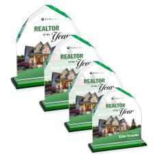 Emery Full Color Green Peaks Crystal Trophy - Custom Trophies