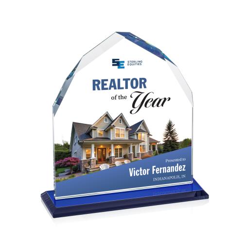Awards and Plaques - Crystal Trophies - Emery Full Color Blue Peaks Crystal Trophy