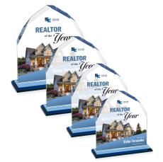 Emery Full Color Sky Blue Peaks Crystal Trophy - Custom Trophies