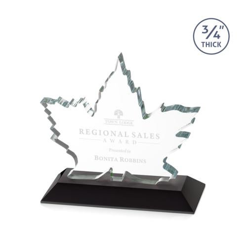 Awards and Plaques - Crystal Trophies - Sargent Leaf Black Unique Crystal Trophy