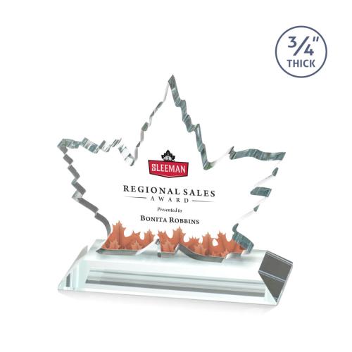 Awards and Plaques - Crystal Trophies - Sargent Leaf Full Color Starfire Unique Crystal Trophy
