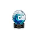 Ocean Wave on Lockwood Base Black Globe Glass Trophy
