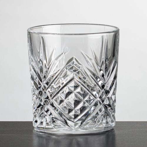 Custom Barware Glasses - Whisky Glasses - Woodruff OTR - Deep Etch