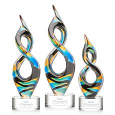 Cosenzo on Round Base Clear Unique Glass Trophy - Art Glass Trophies