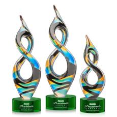 Cosenzo on Round Base Green Unique Glass Trophy - Art Glass Trophies