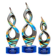 Cosenzo on Round Base Blue Unique Glass Trophy - Employee Awards