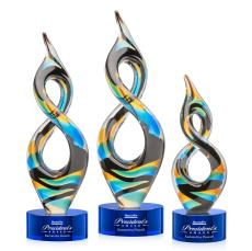 Cosenzo on Round Base Blue Unique Glass Trophy - Glass Trophies