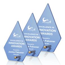 Nieves Blue Diamond Gold Glass Trophy - Glass Trophies