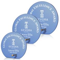 Nieves Blue Gold Circle Glass Trophy - Glass Trophies