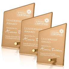 Nieves Russet Slant Gold Peaks Glass Trophy - Custom Trophies