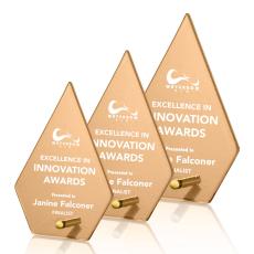 Nieves Russet Diamond Gold Glass Trophy - Glass Trophies