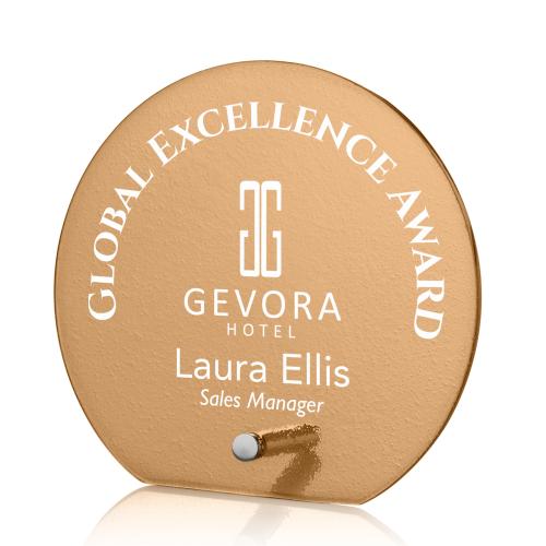 Awards and Plaques - Glass Trophies - Nieves Russet Silver Circle Glass Trophy