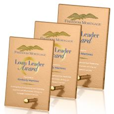 Nieves Russet Full Color Gold Rectangle Glass Trophy - Glass Trophies