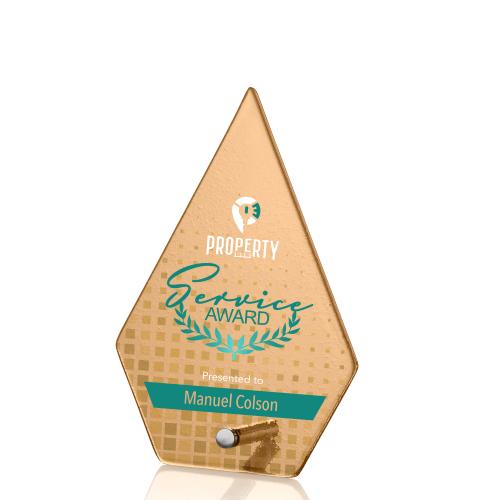 Awards and Plaques - Glass Trophies - Nieves Russet Diamond Full Color Silver Glass Trophy