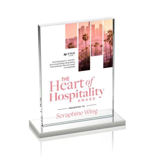 Awards and Plaques - Crystal Trophies - Roach Full Color Fagan Rectangle Crystal Trophy