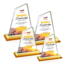 Summit Full Color Amber Peaks Crystal Trophy - Crystal Trophies