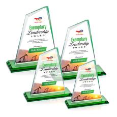 Summit Full Color Green Peaks Crystal Trophy - Crystal Trophies