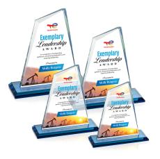 Summit Full Color Sky Blue Peaks Crystal Trophy - Crystal Trophies