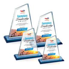 Summit Full Color Sky Blue Peaks Crystal Trophy - Custom Trophies