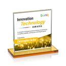 Bower Full Color Amber Square / Cube Crystal Trophy