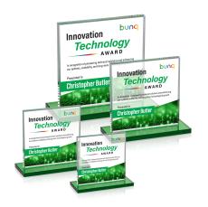 Bower Full Color Green Square / Cube Crystal Trophy - Crystal Trophies