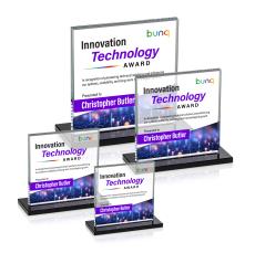 Bower Full Color Black Square / Cube Crystal Trophy - Crystal Trophies