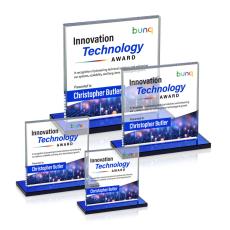 Bower Full Color Blue Square / Cube Crystal Trophy - Custom Trophies