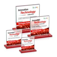 Bower Full Color Red Square / Cube Crystal Trophy - Crystal Trophies